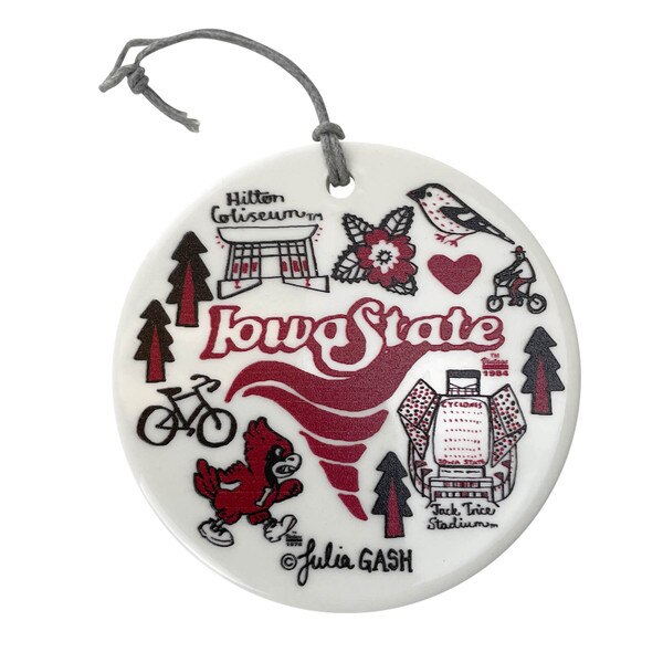 Julia Gash Illustrated Iowa State Ceramic Ornament